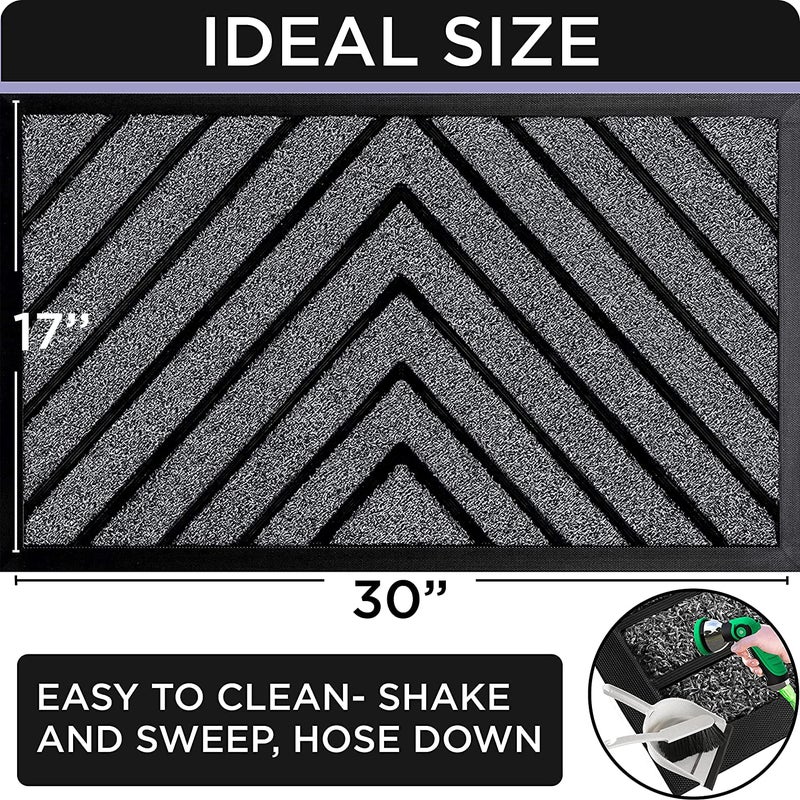ubdyo Extra Durable Doormat - Efficient Dirt Trapping Door Mat - Ideal for Entryway - No-Slip, Washable Front Entrance Mat - 30'' x 17'' - Dark Grey - Image 2